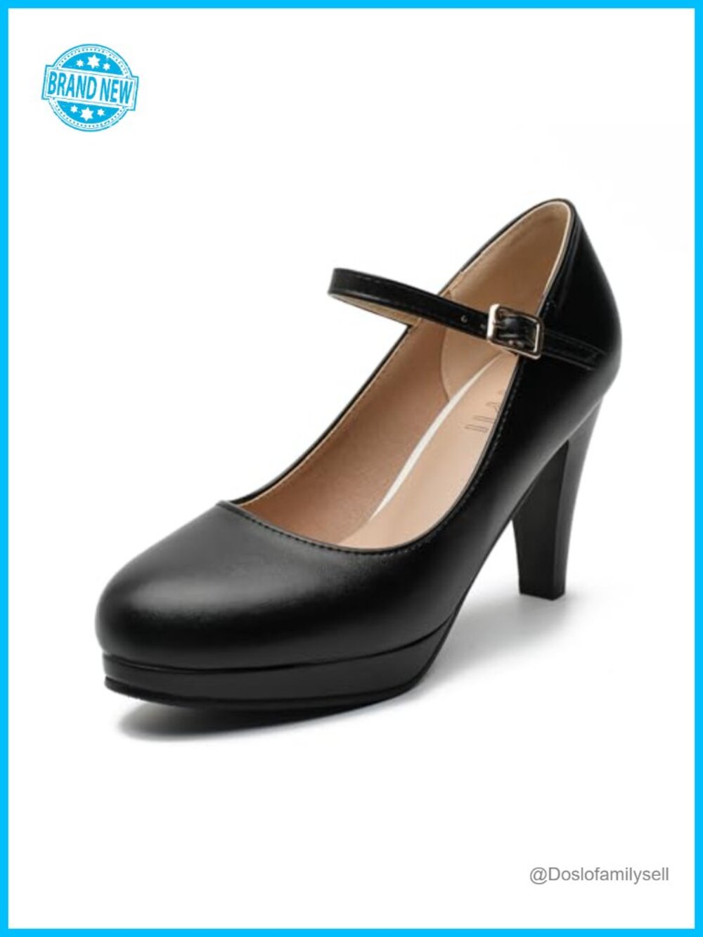 Mary Jane Platform Pumps Faux Leather Round Toe Dress Heels
